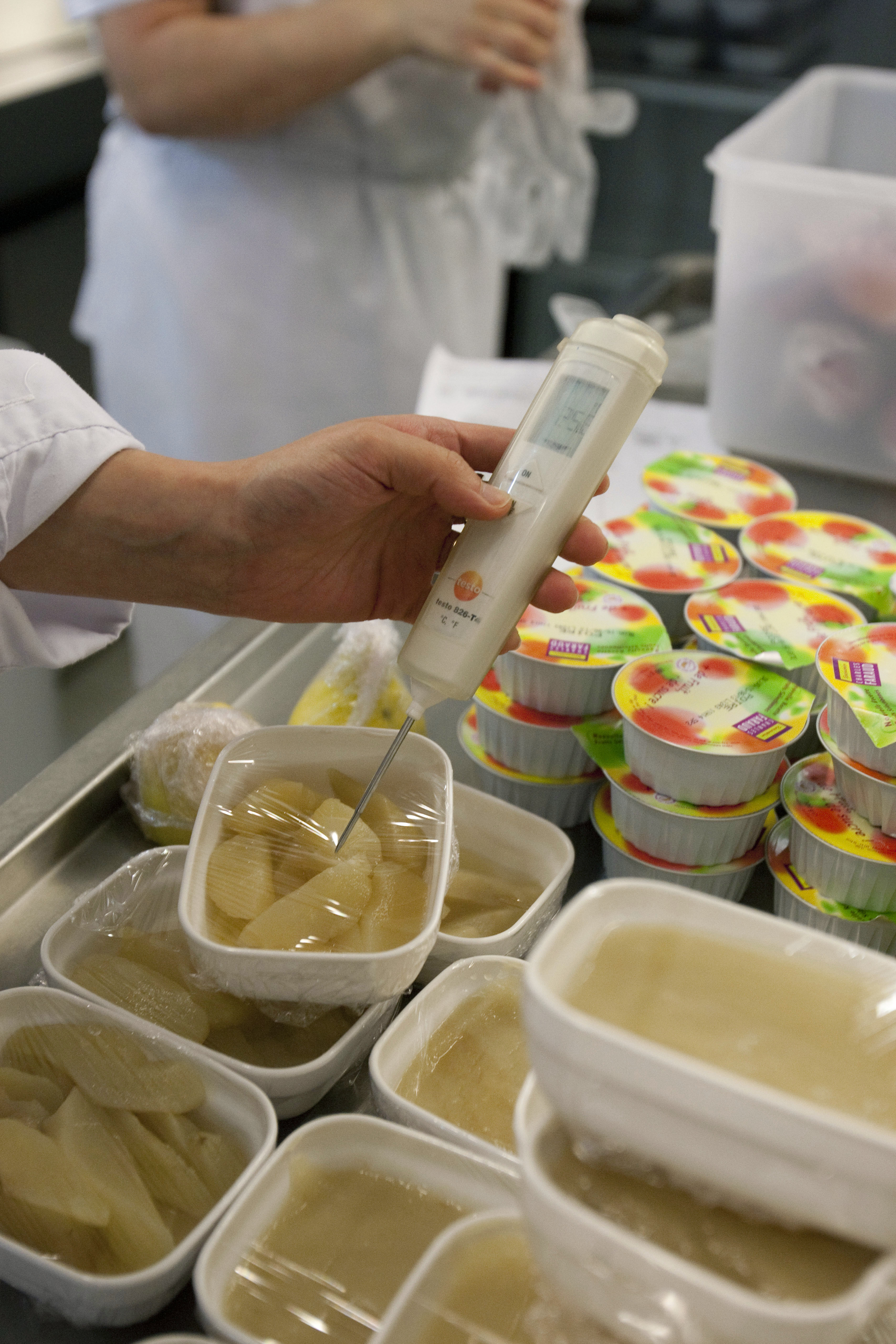 Prenent la temperatura d'uns aliments